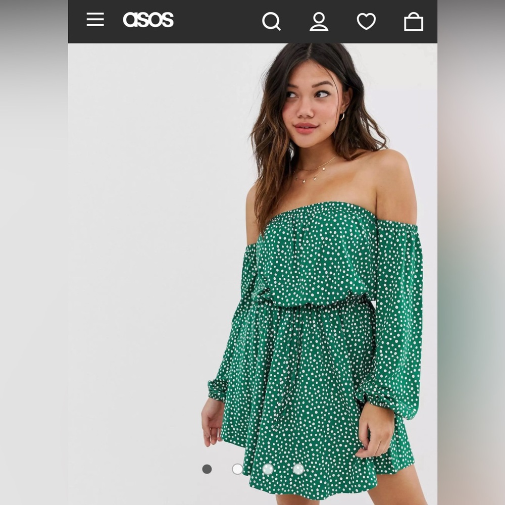 ASOS DESIGN Bardot mini sundress in polka dot